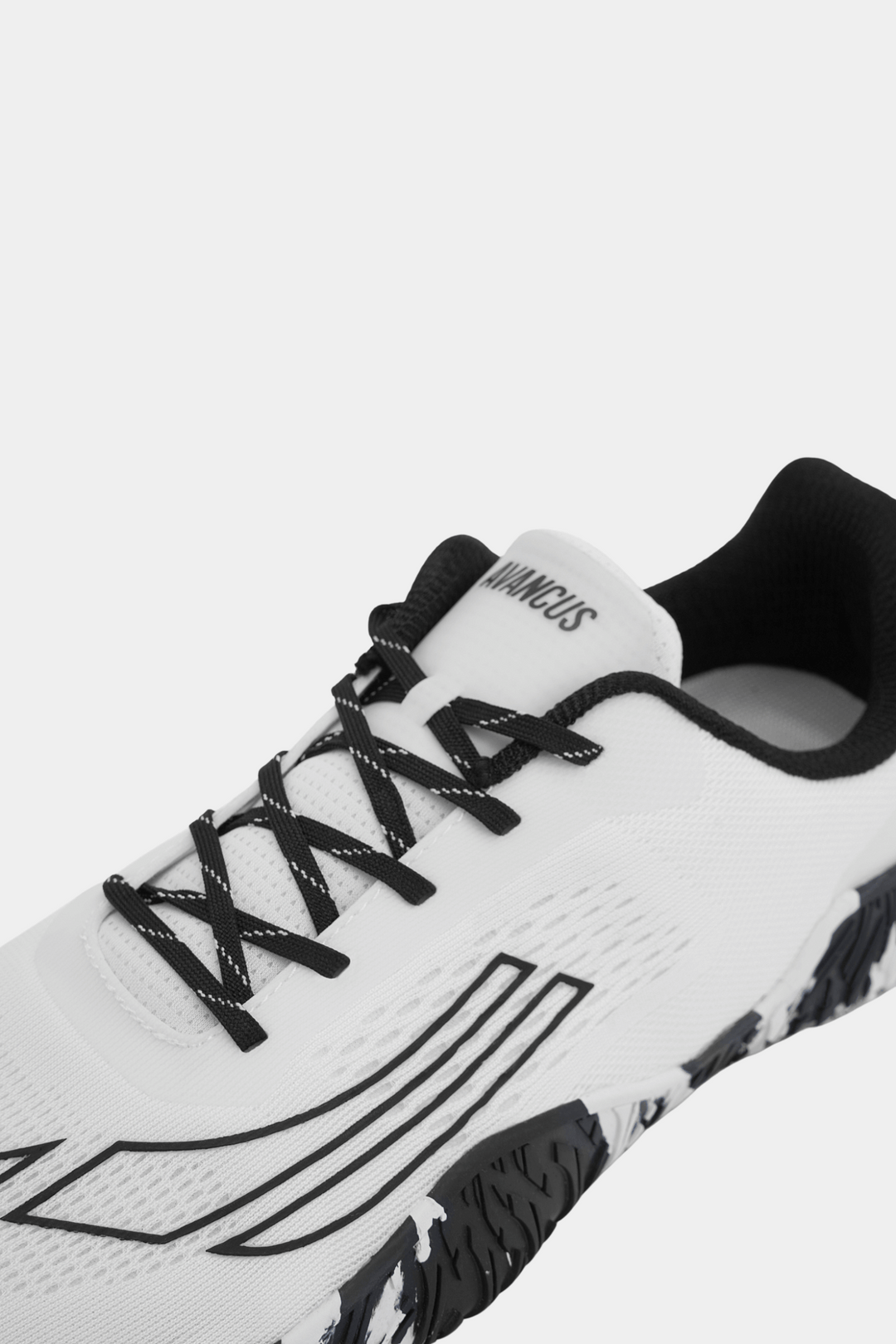 Black and White pattern Avancus Powerlifting Shoe Laces and Tongue