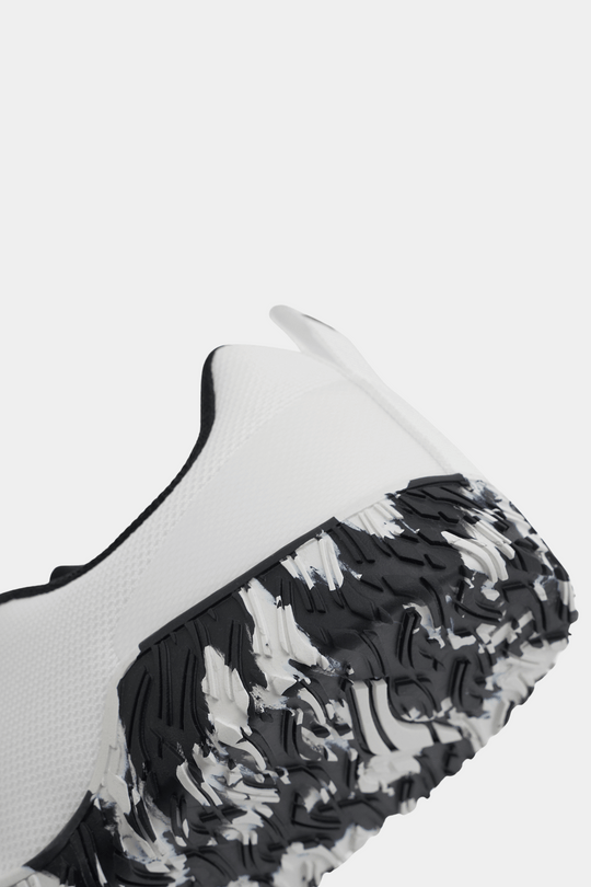 Black and White pattern Avancus Powerlifting Shoe Heel