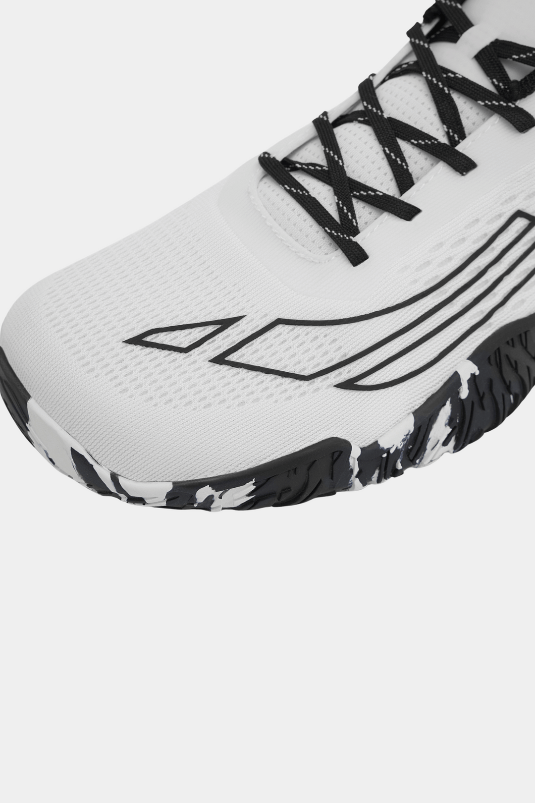 Black and White pattern Avancus Powerlifting Shoe Toebox